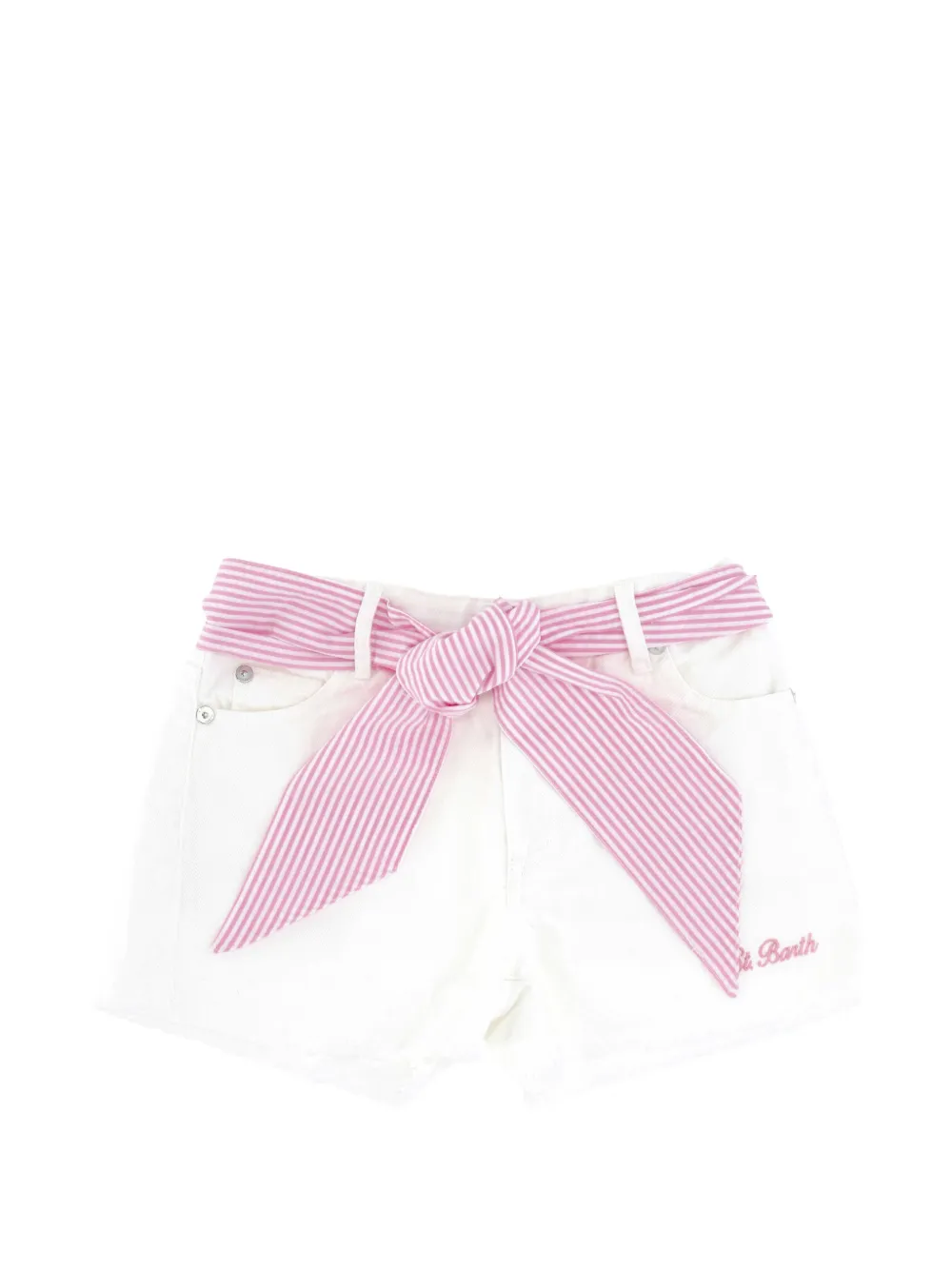 MC2 Saint Barth Kids Kiko gestreepte shorts met striksluiting Wit