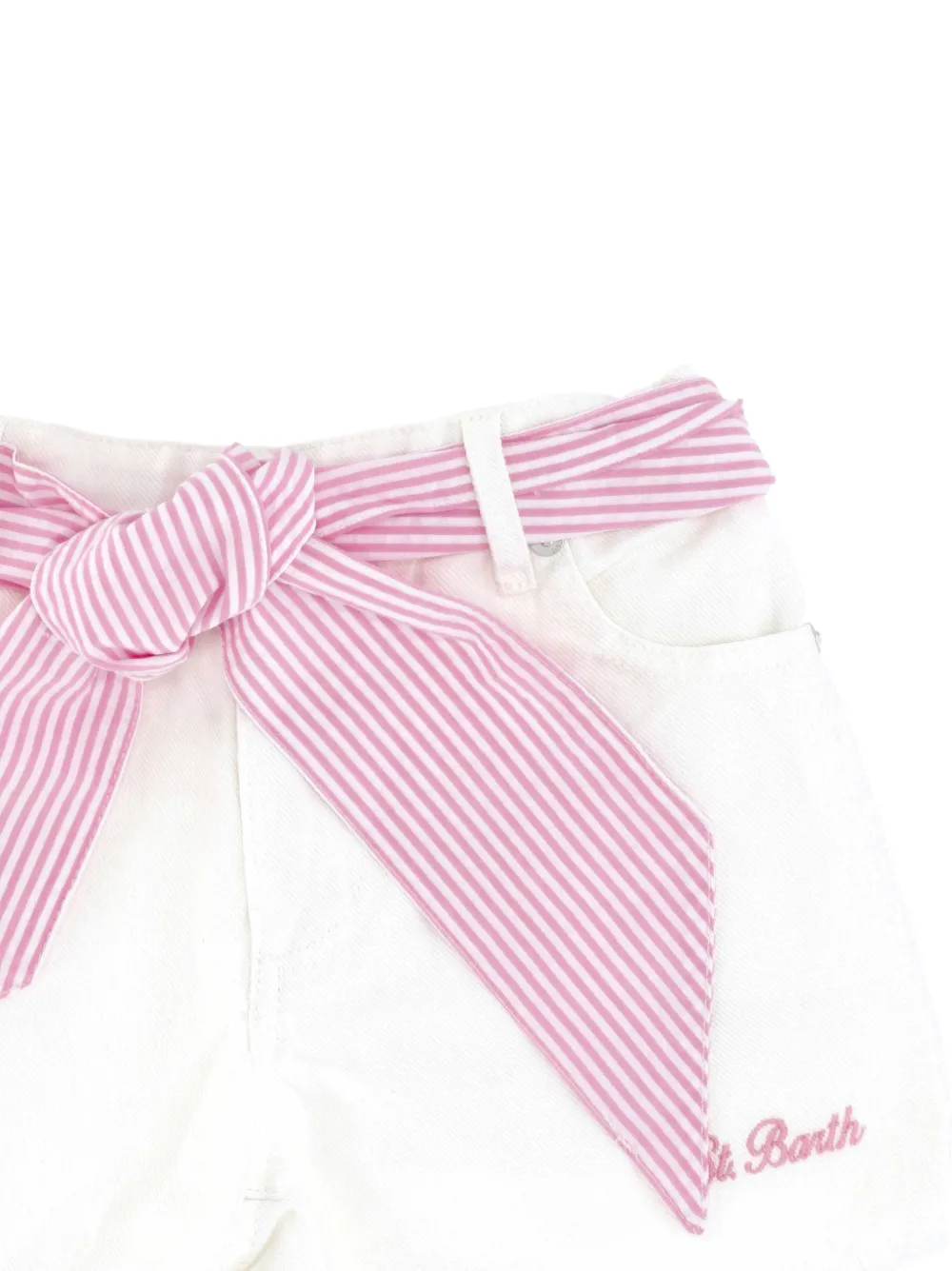 MC2 Saint Barth Kids Kiko gestreepte shorts met striksluiting Wit