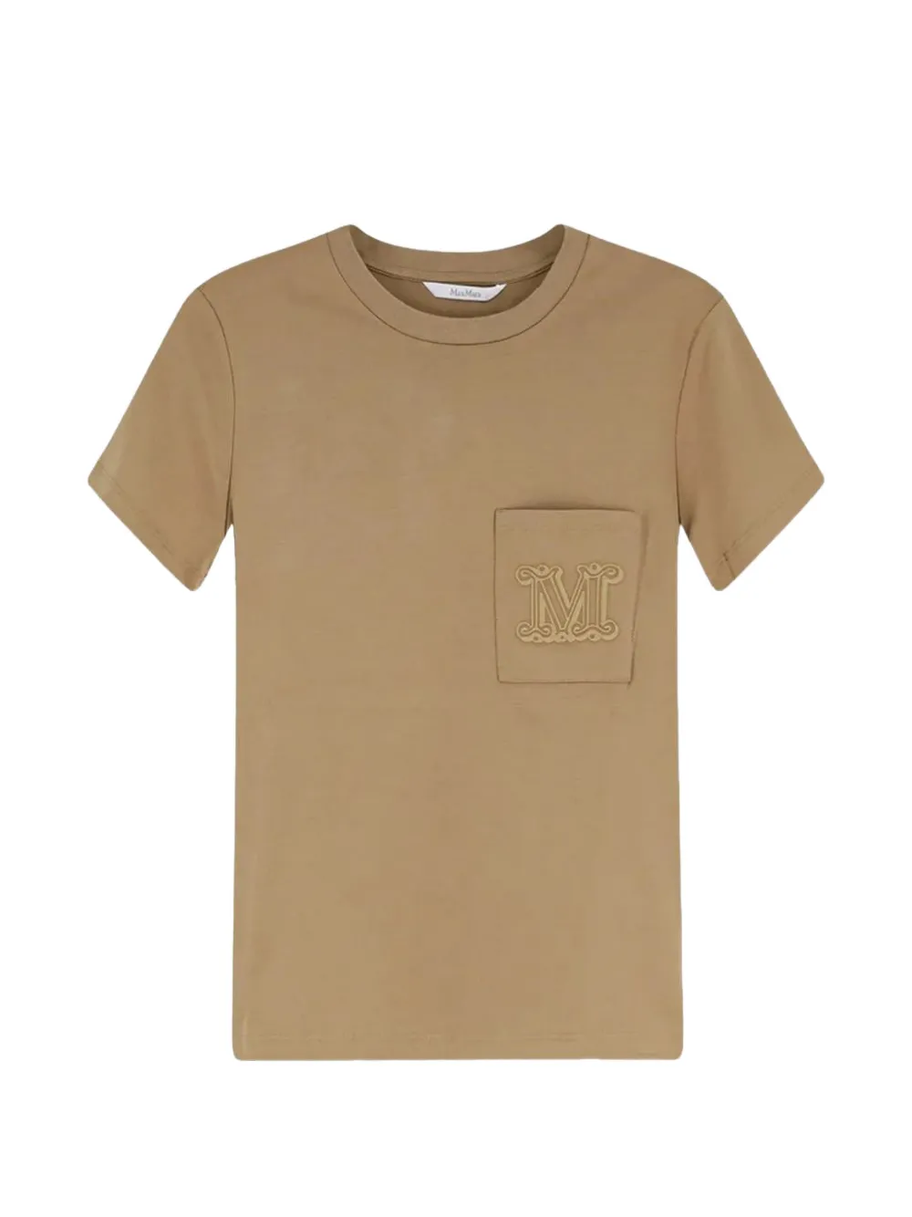 Max Mara T-shirt in cotone con logo ricamato - Marrone