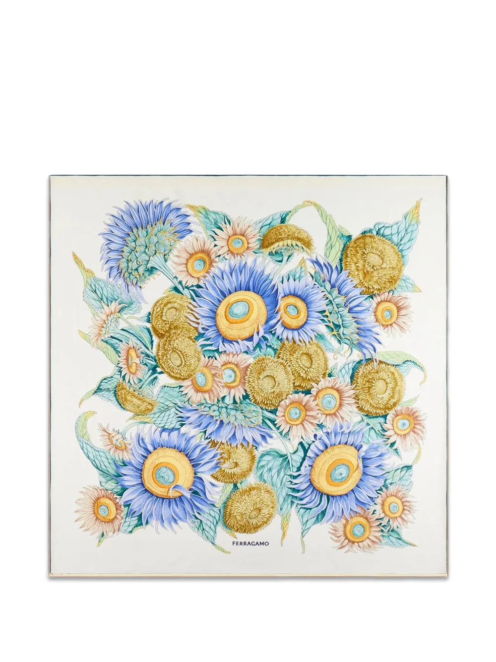 Ferragamo sunflower-print silk scarf - Nude