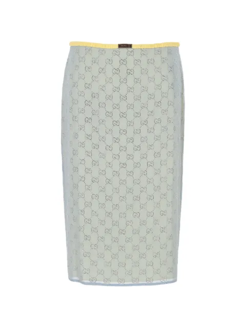 Gucci silk stretch chiffon skirt with crystals
