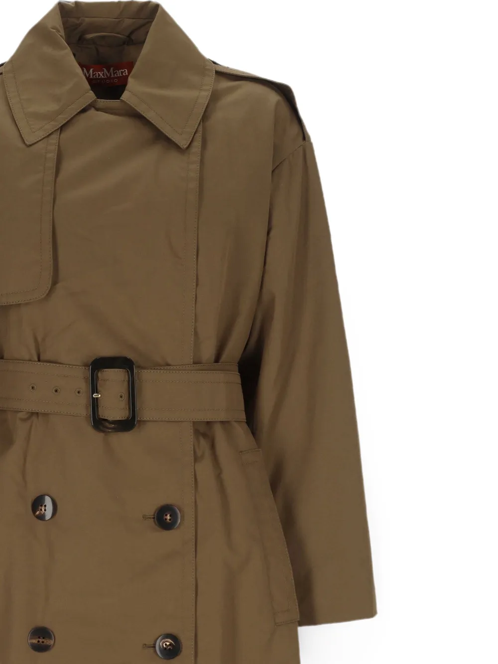 Max Mara Jas met ceintuur en dubbele rij knopen Bruin
