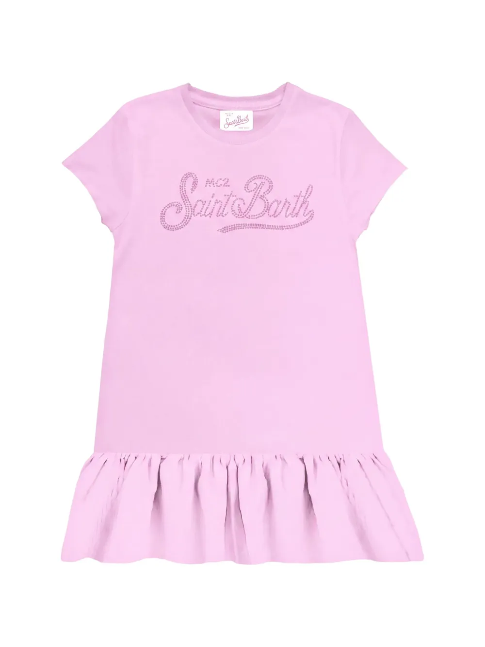 MC2 Saint Barth Kids robe volantée Abbey à strass - Rose MC2 Saint Barth Kids robe volantée Abbey à strass - Rose