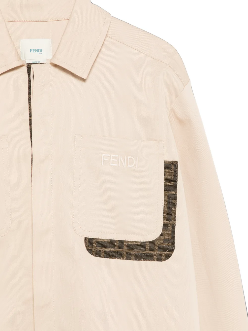 Fendi Kids logo-embroidered FF-motif jacket Beige