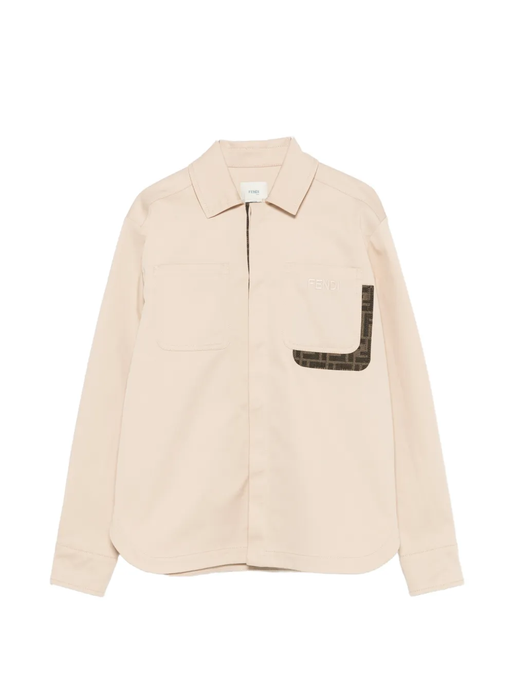 Fendi Kids logo-embroidered FF-motif jacket Beige