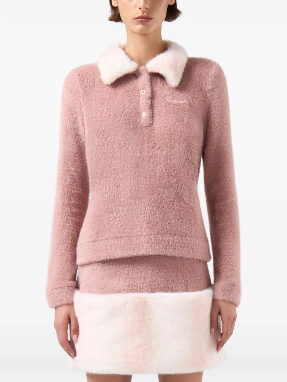 GCDS Poloshirt van imitatiebont Roze