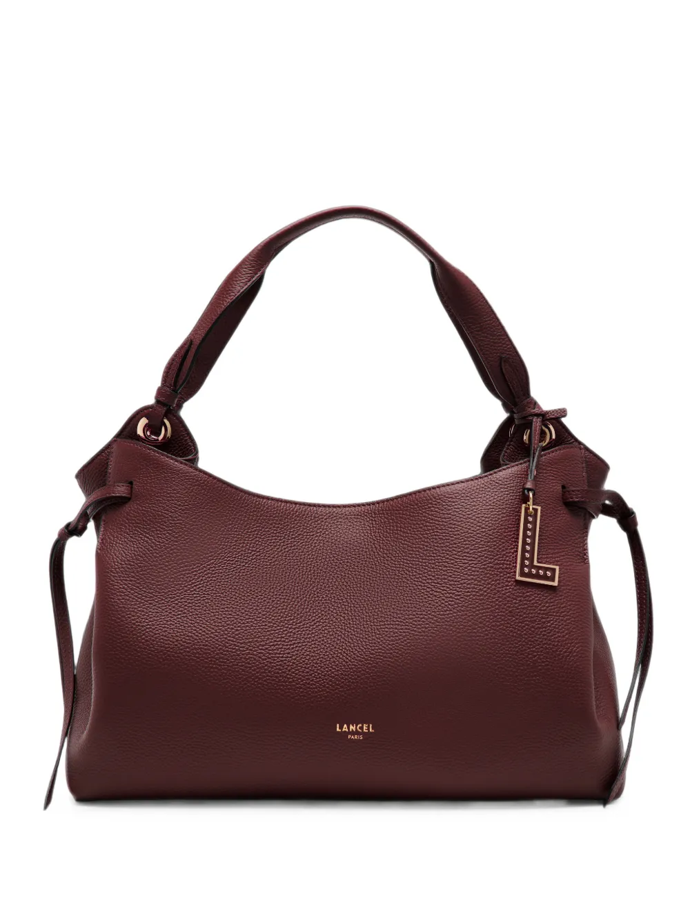 Lancel Medium Swann Grained Leather Tote Bag In Burgundy