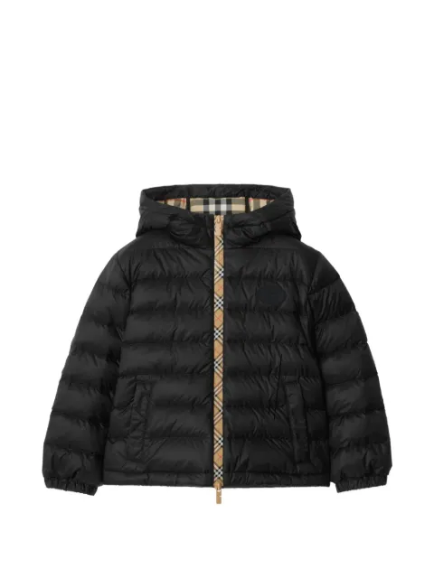 Burberry Kids checker-tape hooded puffer jacket