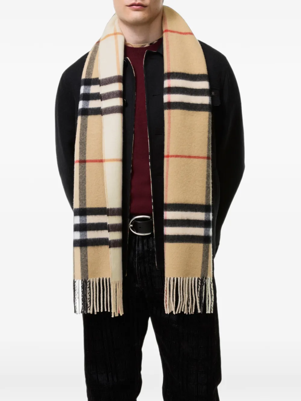 Burberry Check kasjmier omkeerbare sjaal Beige