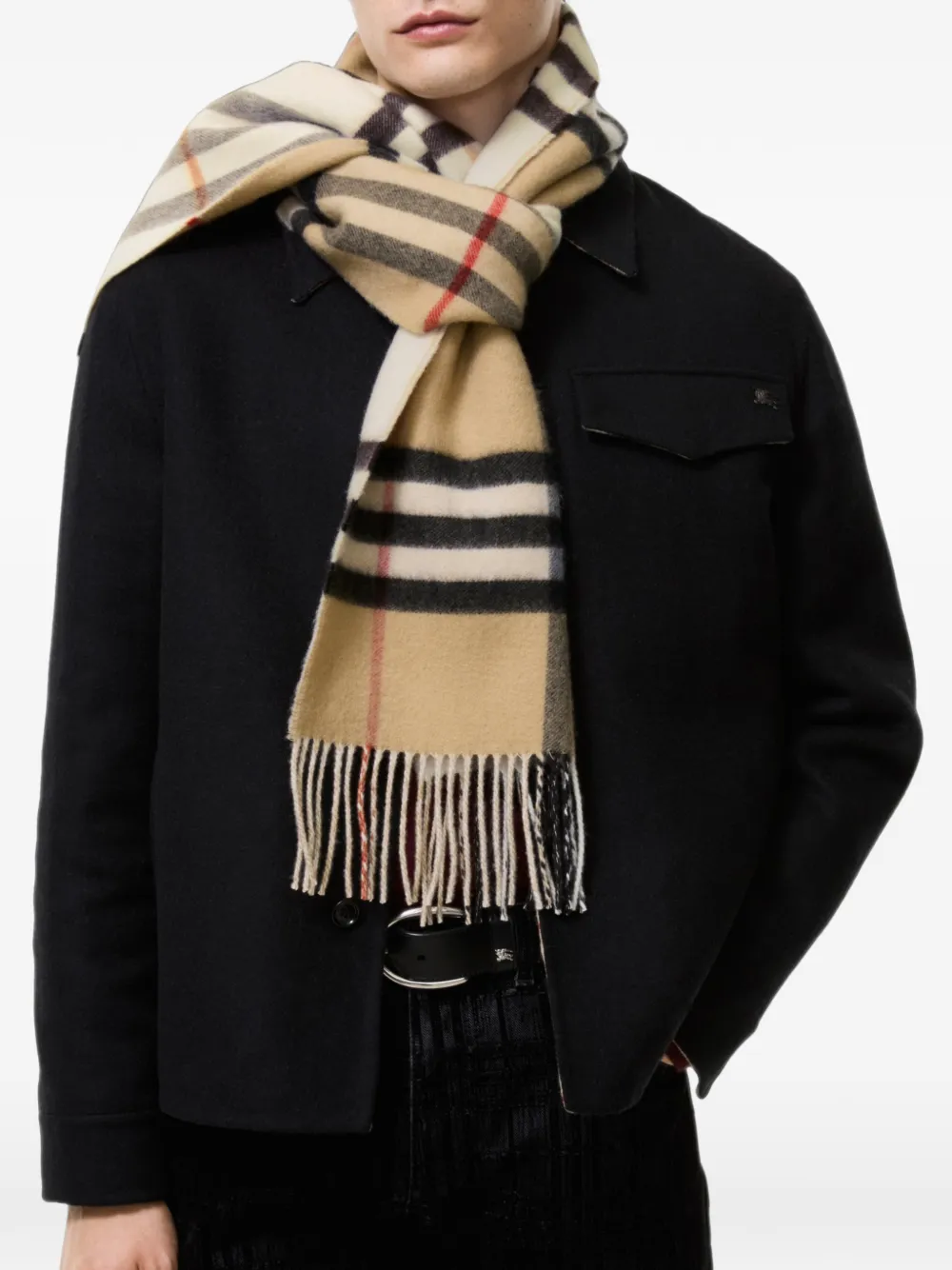 Burberry Check kasjmier omkeerbare sjaal Beige