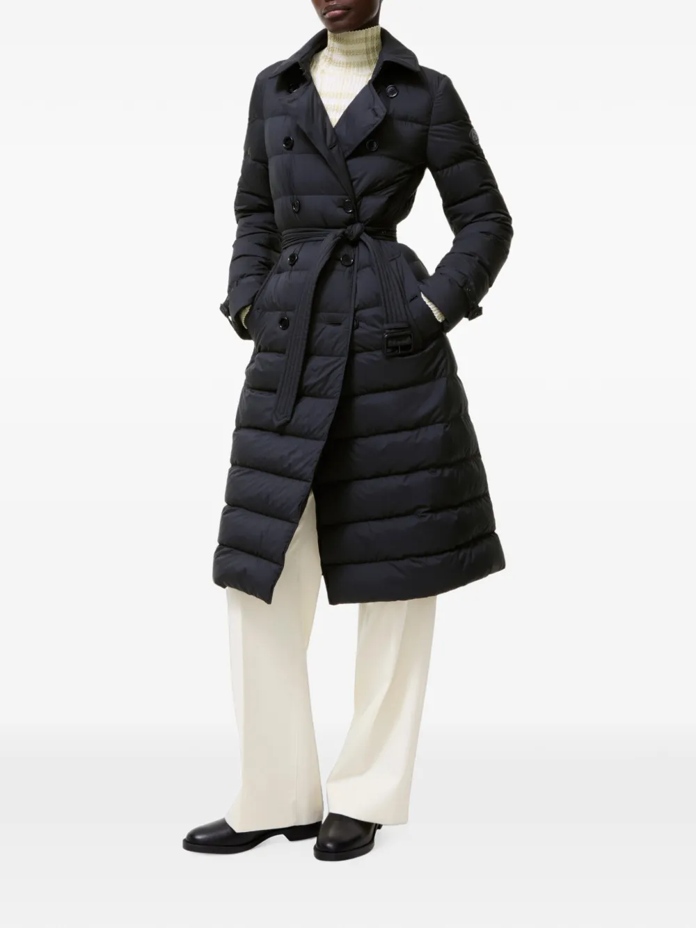 Burberry long nylon Audley puffer coat Blauw