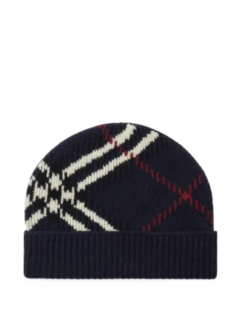 Burberry check cashmere blend beanie