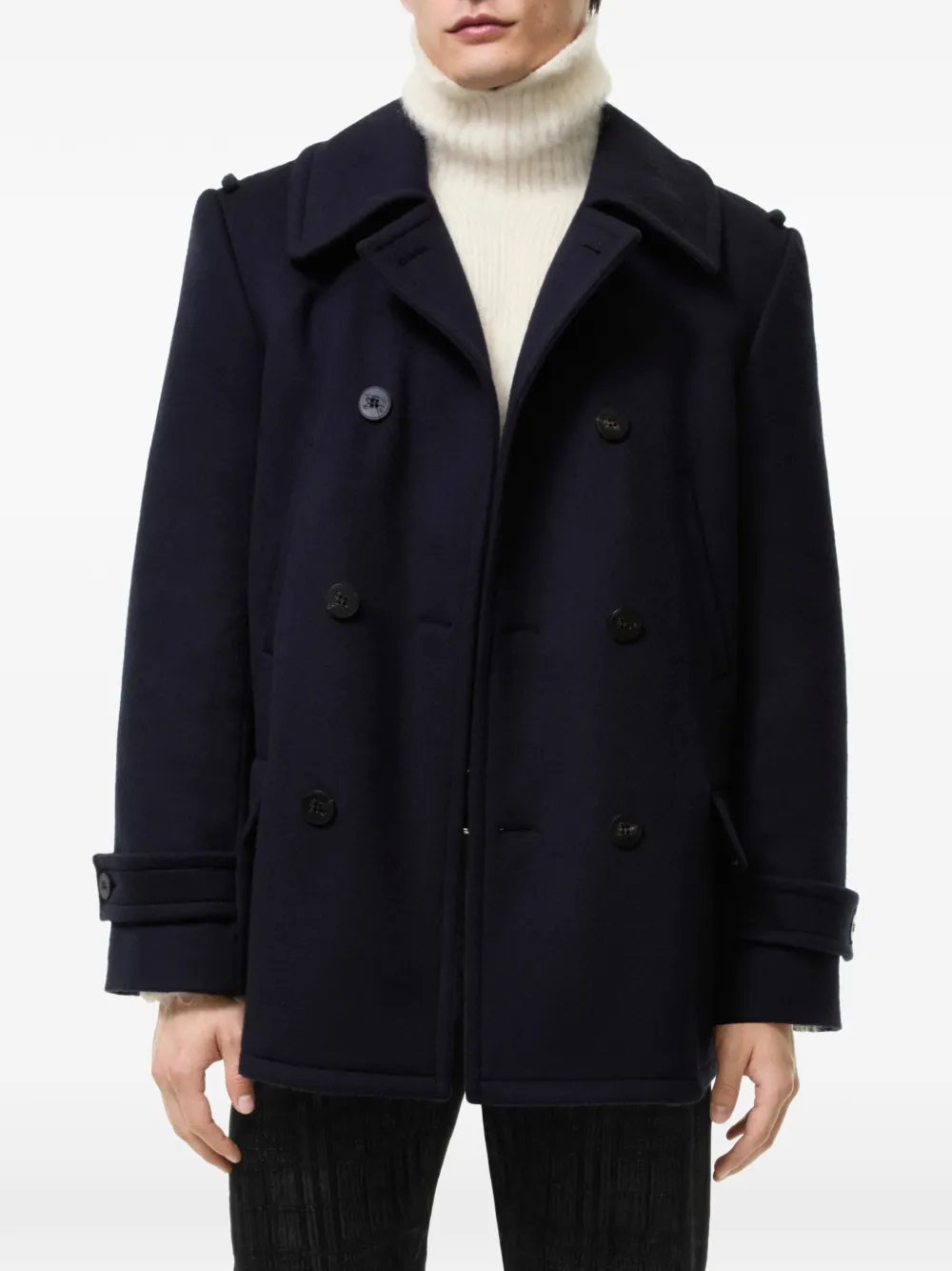 Burberry Wollen kasjmier jas Blauw