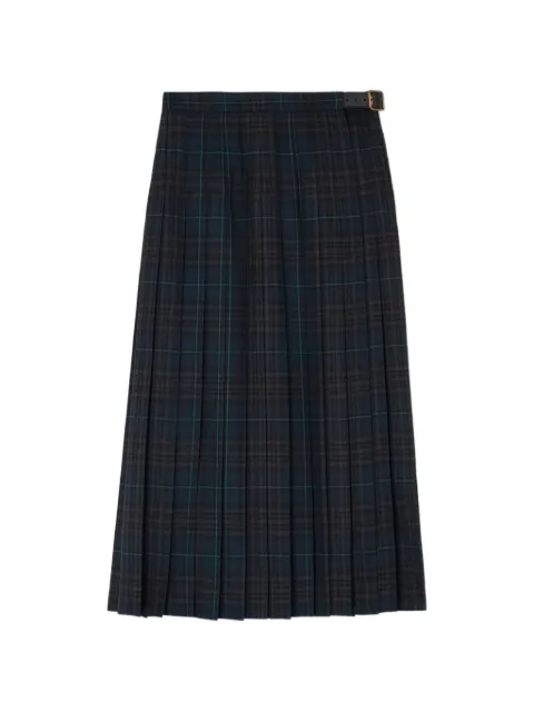 Burberry pleated Check wool blend skirt