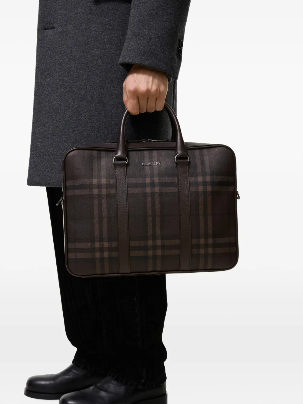 Burberry City Check aktetas Bruin