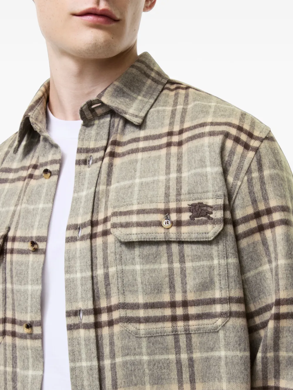 Burberry Geruit wollen flanellen shirtjack Grijs