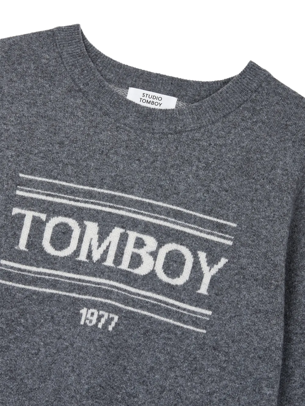 TOMBOY Trui met intarsia logo Grijs