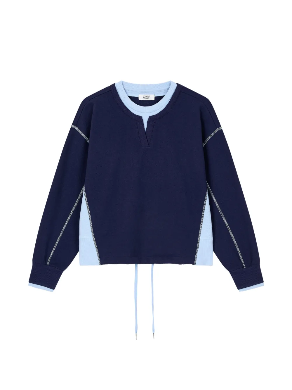 TOMBOY layered-style drawstring sweater - Blau