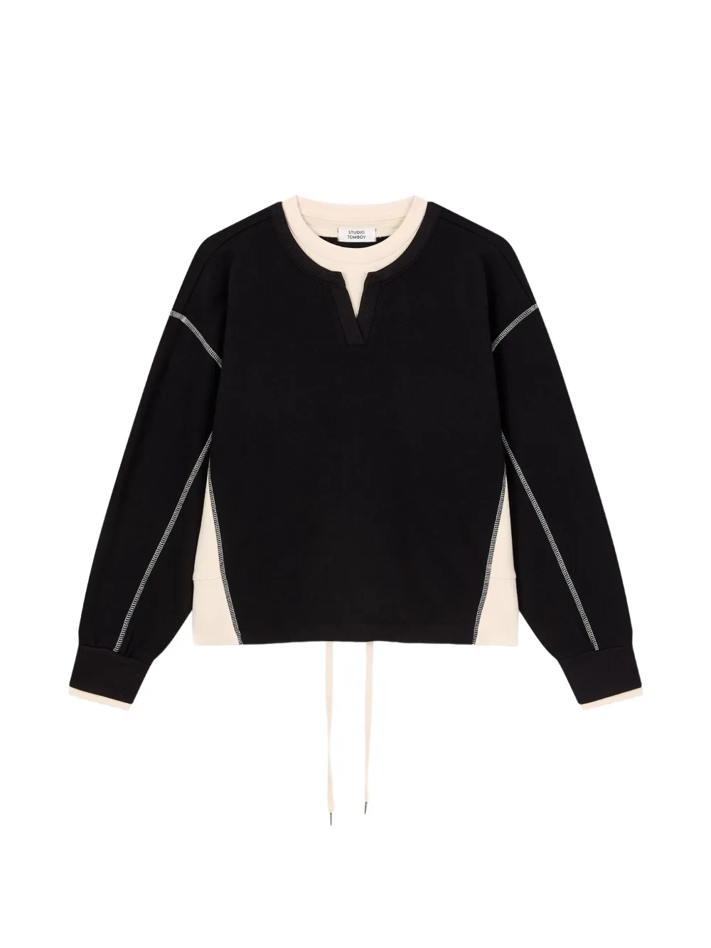 TOMBOY layered-style drawstring sweater - Schwarz
