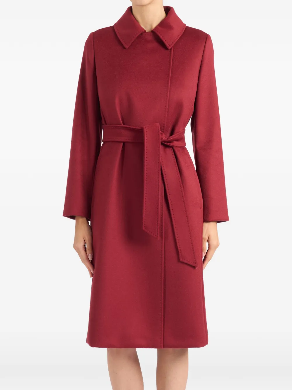 Max Mara Wollen jas met dubbele rij knopen robijn Rood