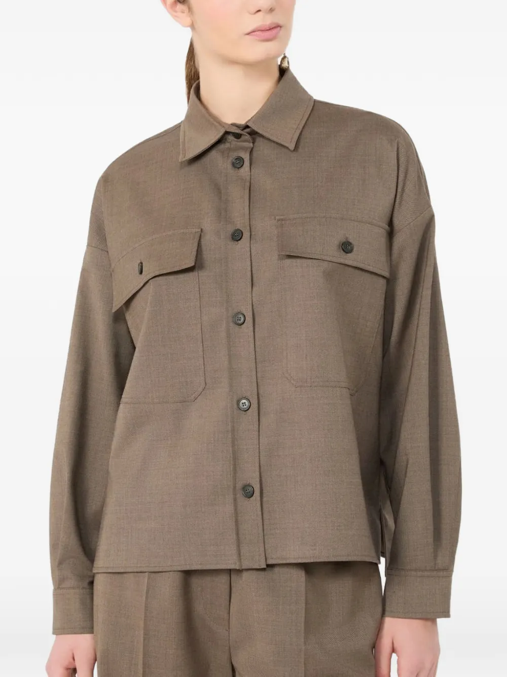 Weekend Max Mara Marron stretch wollen twill jack Bruin
