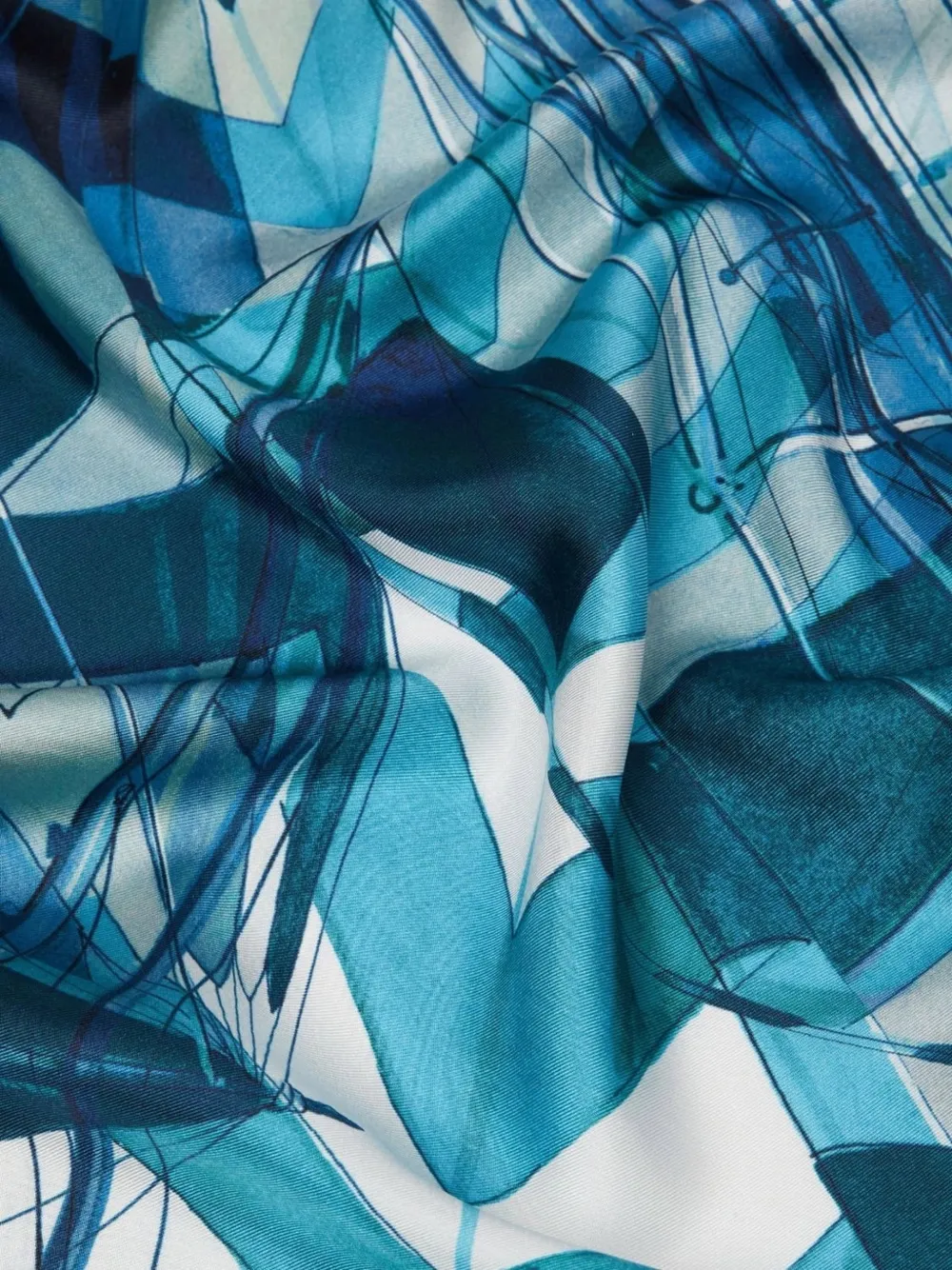 Max Mara printed silk foulard sky blue Blauw