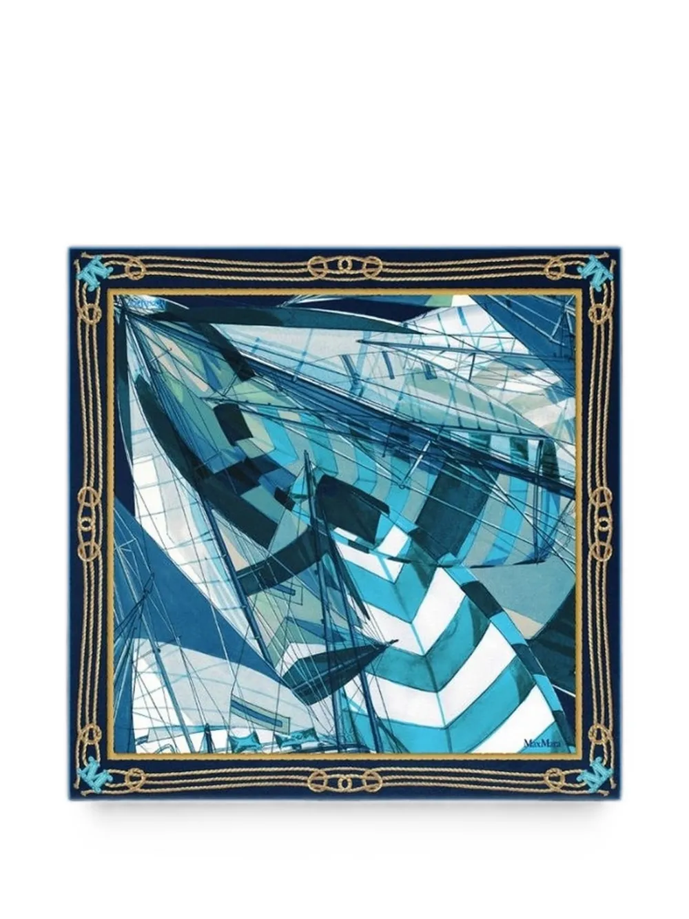 Max Mara printed silk foulard - sky blue - Blau