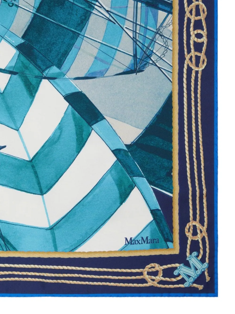 Max Mara printed silk foulard sky blue Blauw