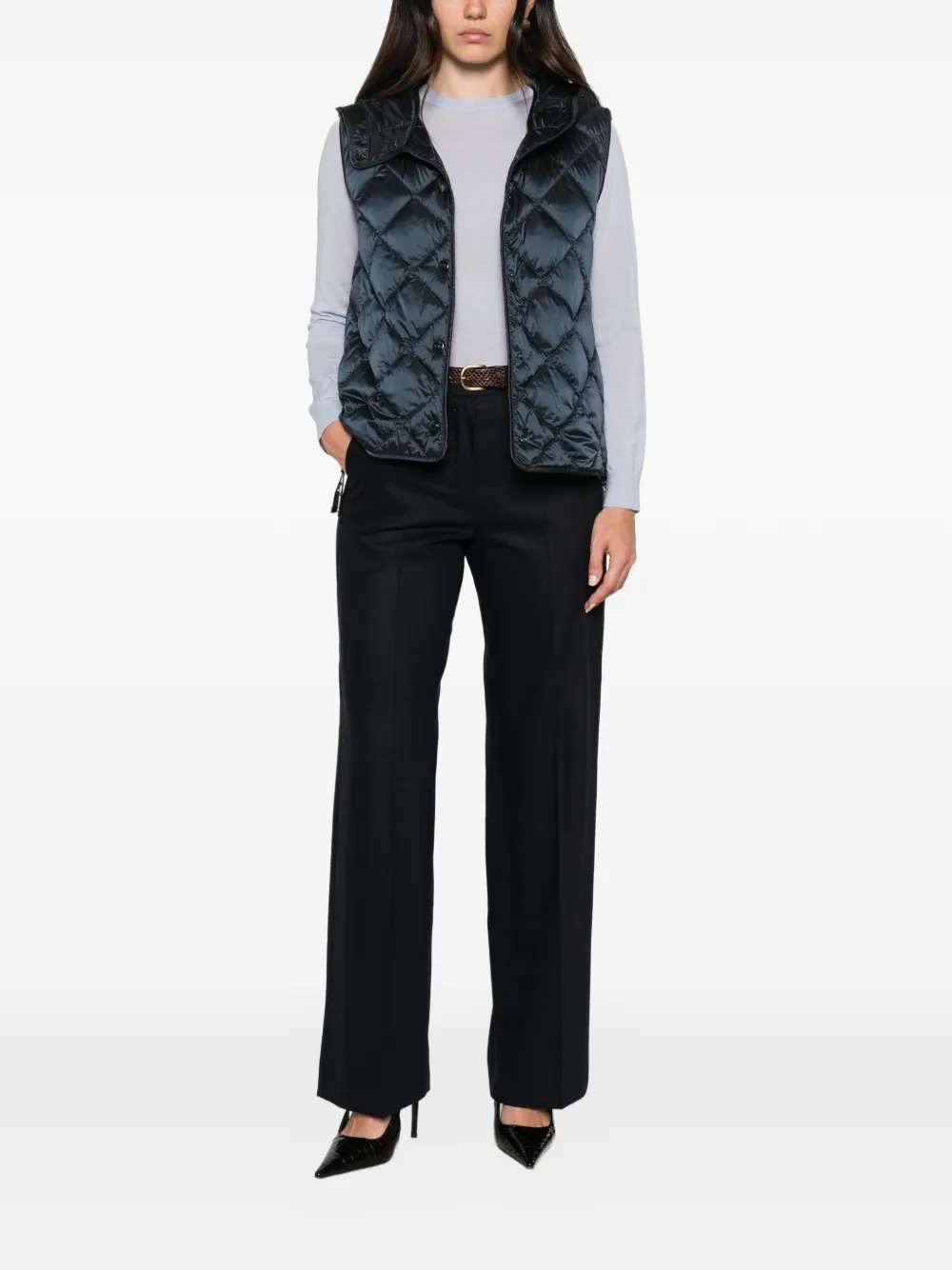 Max Mara The Cube ruitvormig gewatteerde bodywarmer met capuchon Blauw