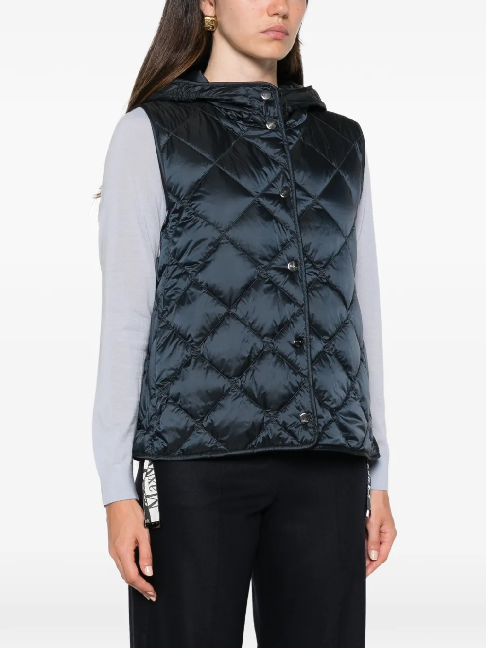 Max Mara The Cube ruitvormig gewatteerde bodywarmer met capuchon Blauw