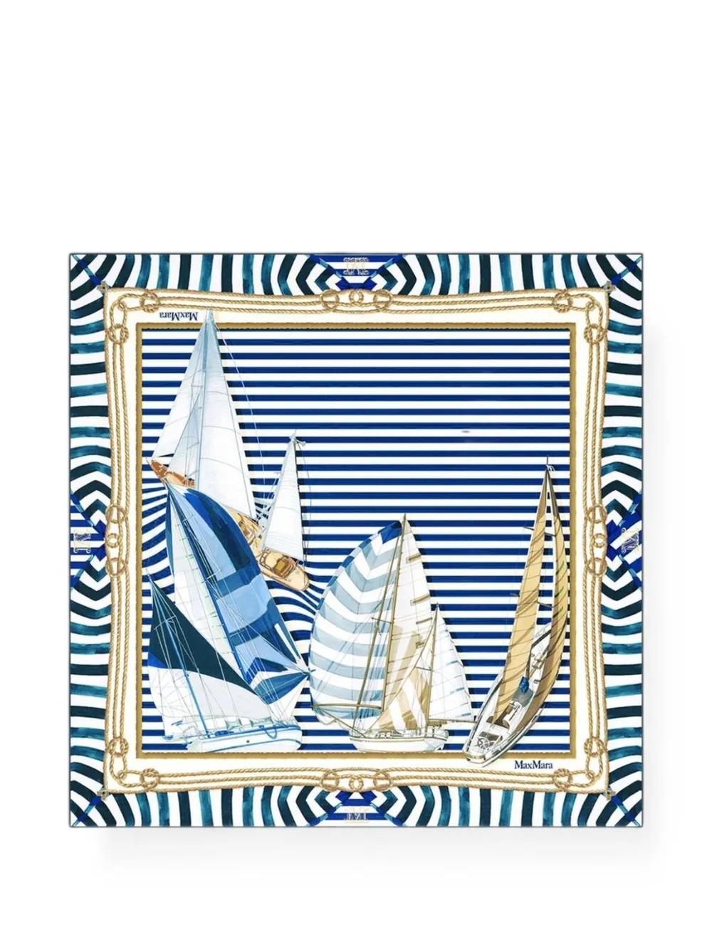 Max Mara nautical-print silk scarf - Blu