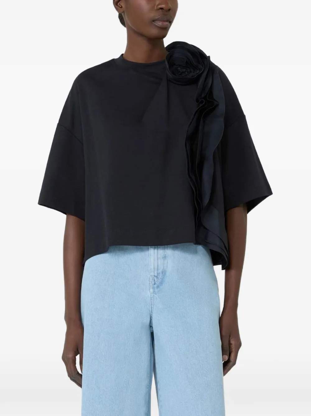 Max Mara Frilly jersey T-shirt Zwart