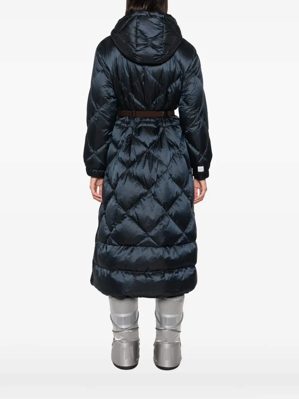 Max Mara Long Puffer jas met capuchon Blauw