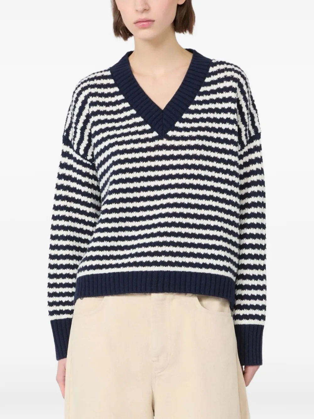 Weekend Max Mara Spiga ruimvallende trui van wollen garen Blauw