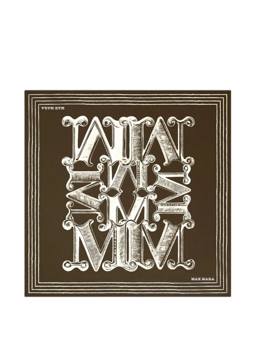 Max Mara Foulard in seta con logo - Marrone
