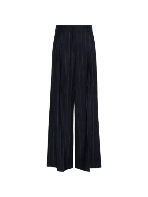 Weekend Max Mara wool pinstriped flannel trousers - navy