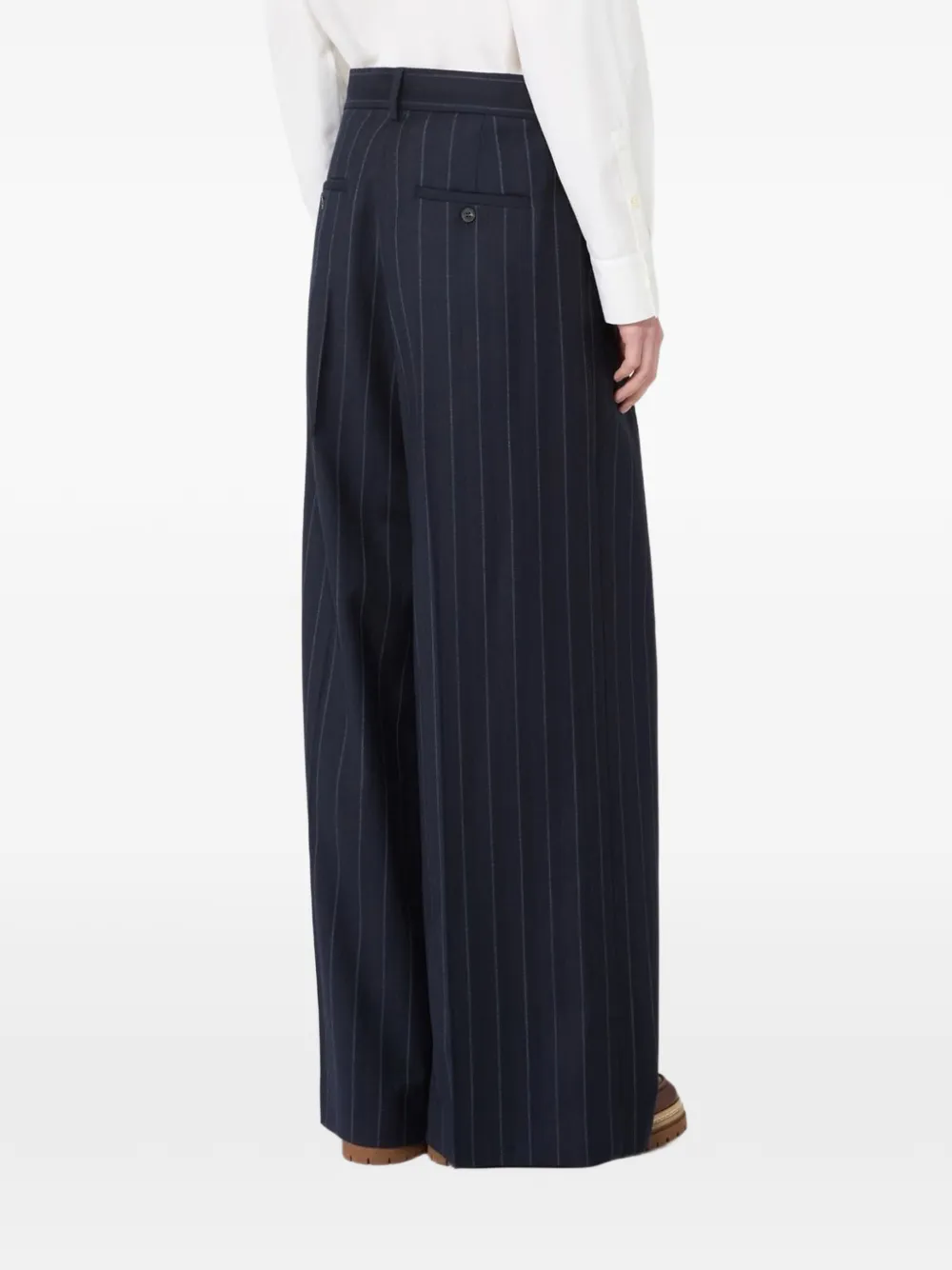 Weekend Max Mara Wollen flanellen broek met krijtstreep Blauw