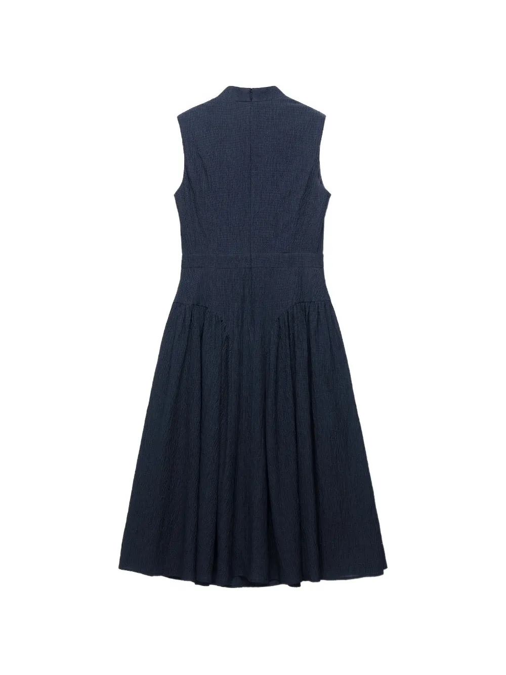Shanghai Tang Meridien seersucker midi-jurk met kikkersluiting Blauw
