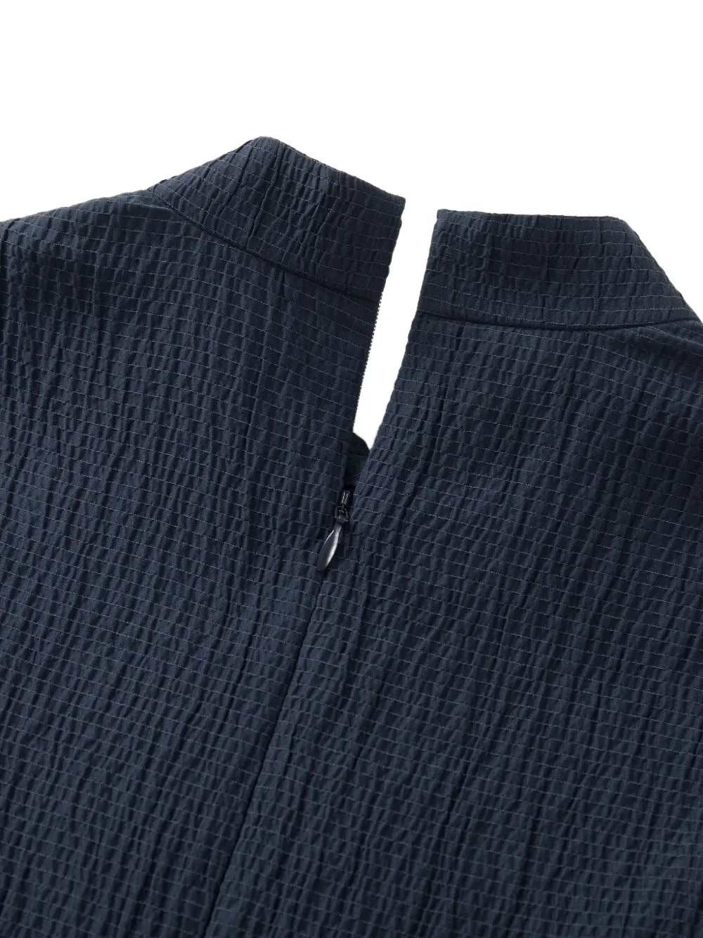Shanghai Tang Meridien seersucker midi-jurk met kikkersluiting Blauw