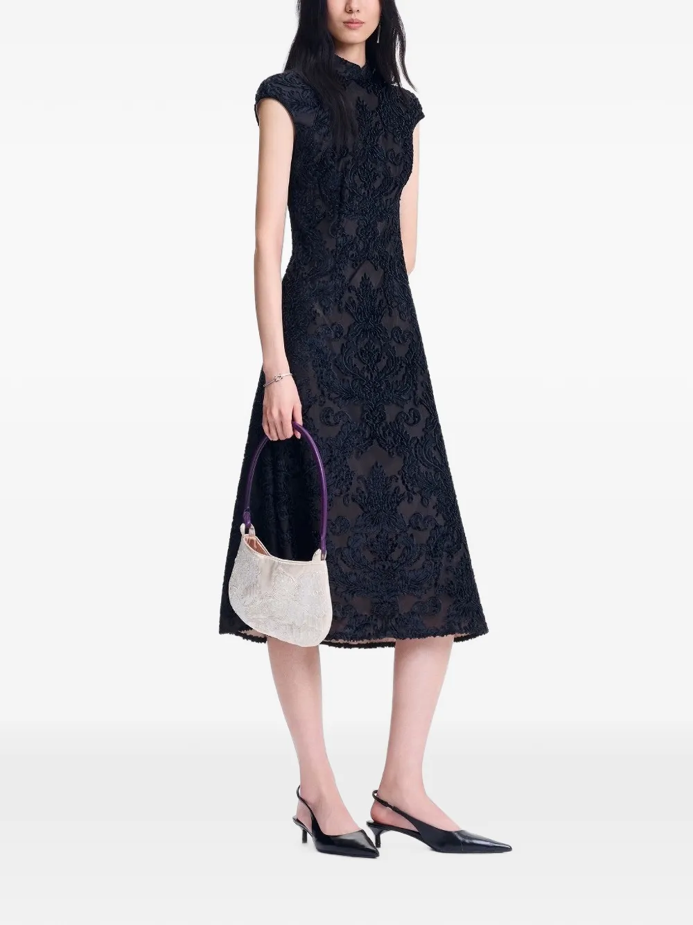 Shanghai Tang Qipao midi-jurk met borduurwerk Zwart