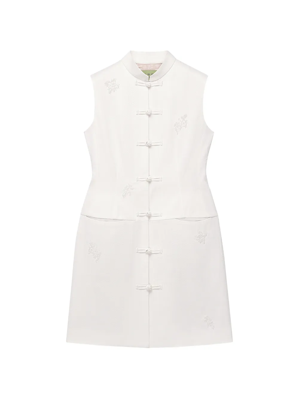 Shanghai Tang robe courte Hourglass Qipao à perles - Blanc Shanghai Tang robe courte Hourglass Qipao à perles - Blanc