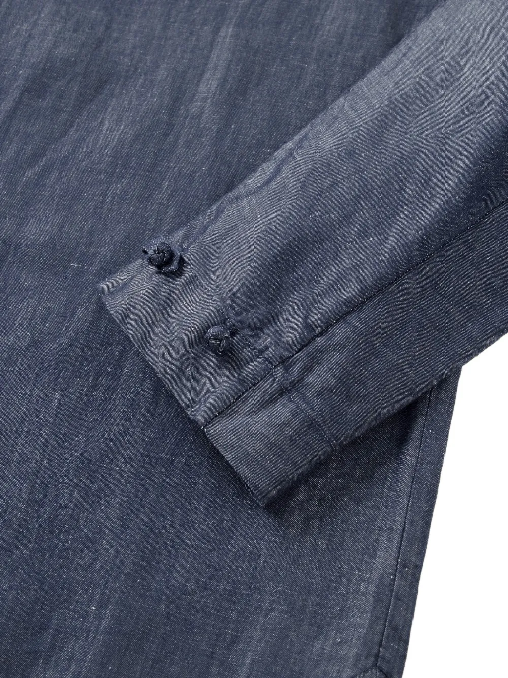 Shanghai Tang Denim blouse met kikkersluiting Blauw