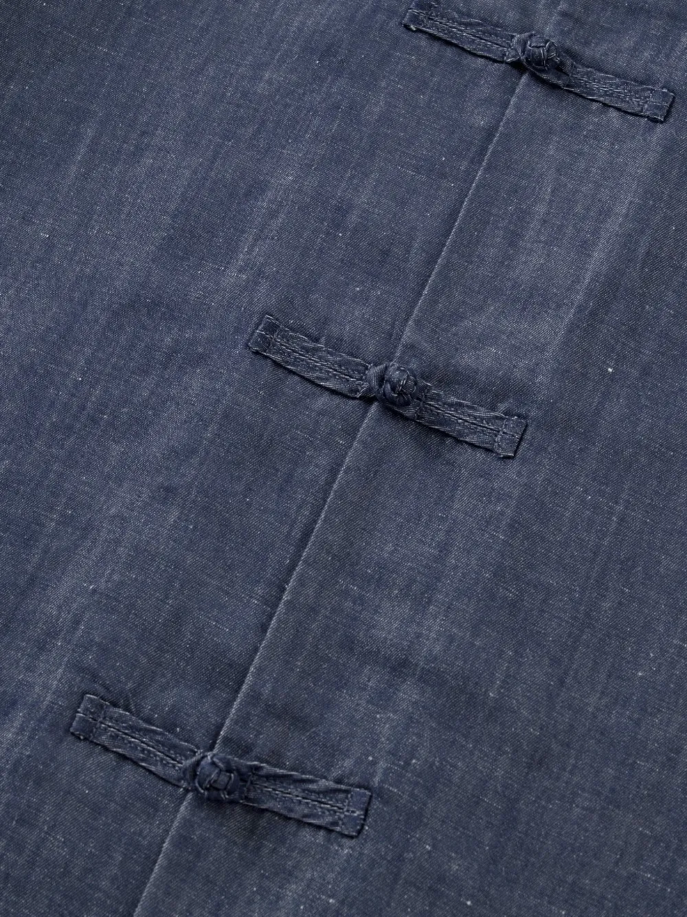 Shanghai Tang Denim blouse met kikkersluiting Blauw