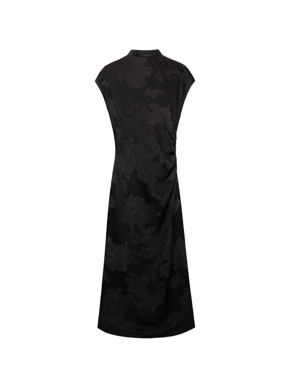 Shanghai Tang Floral Qipao gesmockte midi-jurk Zwart
