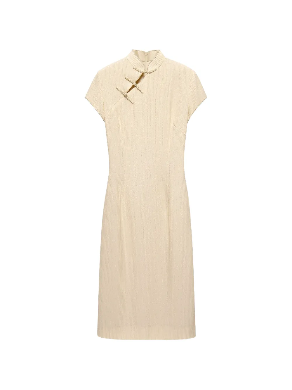 Shanghai Tang Chiffon Qipao Sequin-embellished Midi Dress In Neutrals