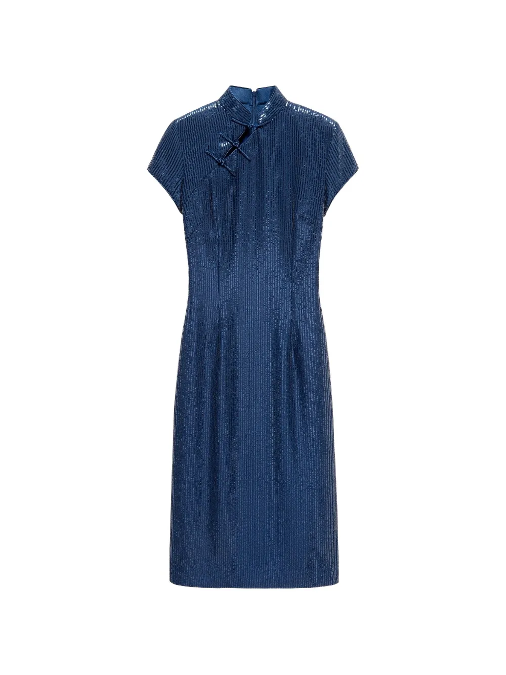 Shanghai Tang Chiffon Qipao Sequin-embellished Midi Dress In Blue