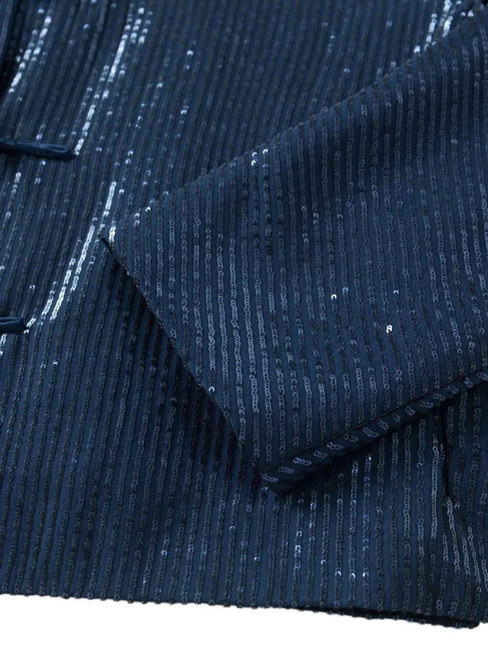 Shanghai Tang Cropped jack verfraaid met pailletten Blauw