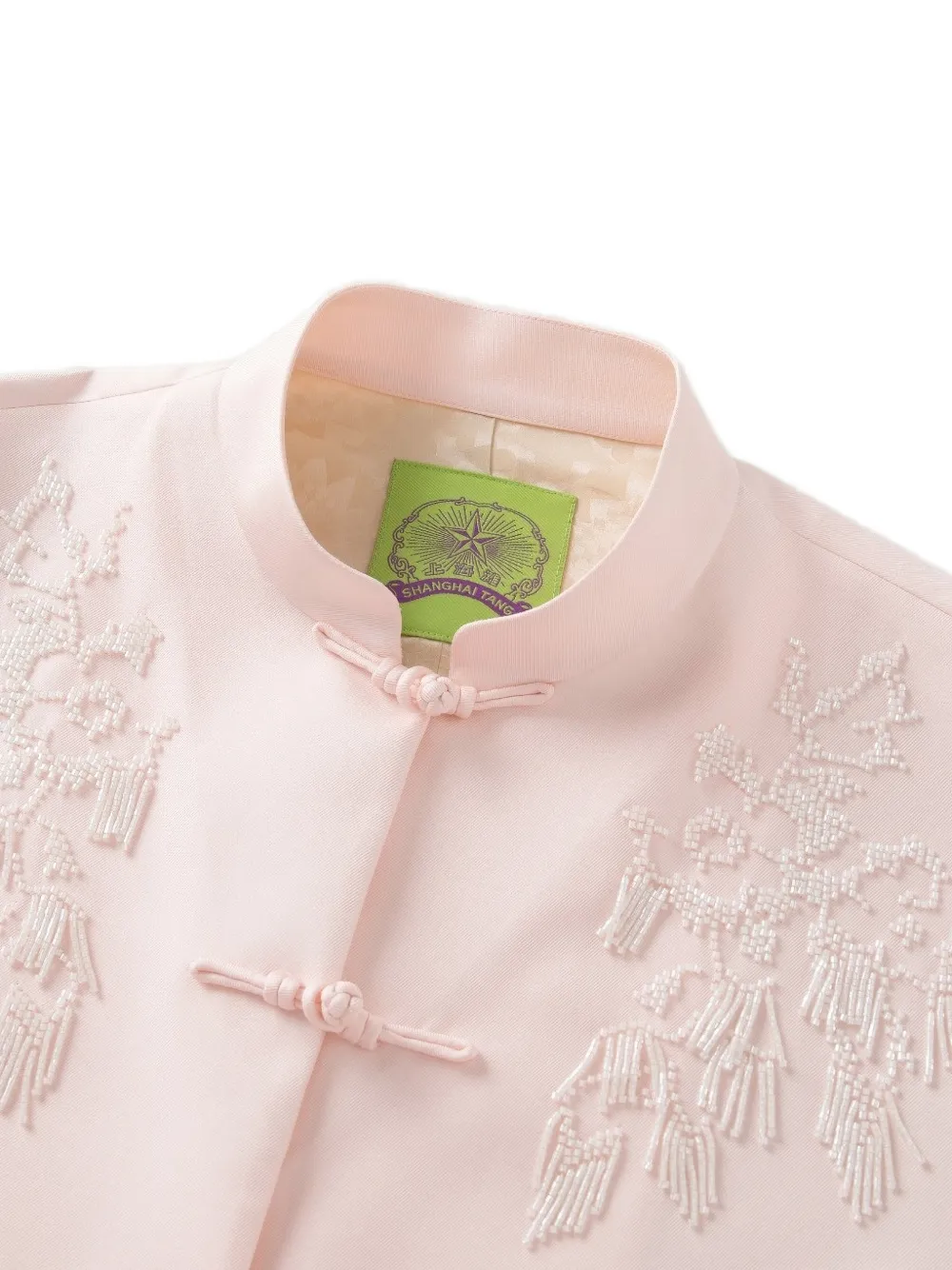 Shanghai Tang Twwill jack met kikkersluiting en kralen Roze