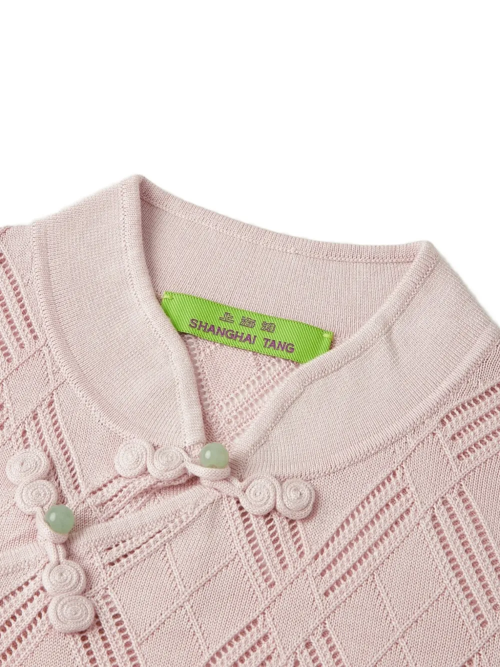 Shanghai Tang Qipao opengebreide top Roze