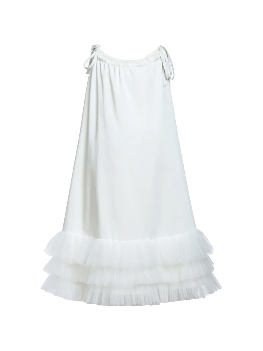 Tulleen Kendra ruffle-hem tie-strap dress - Bianco